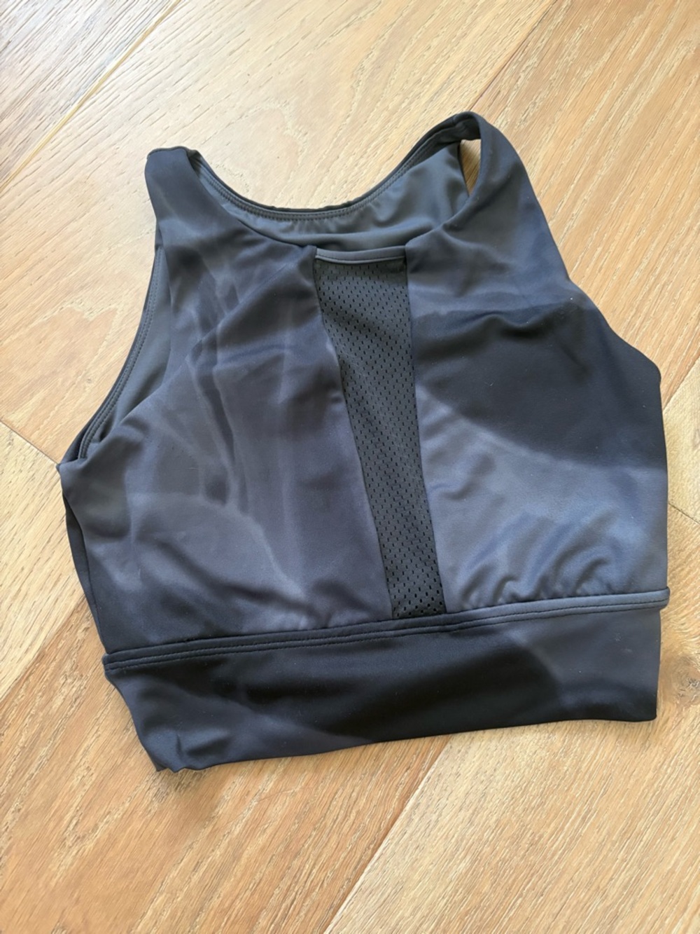 BuffBunny Black High-Neck Mesh-Panel Sports Bra